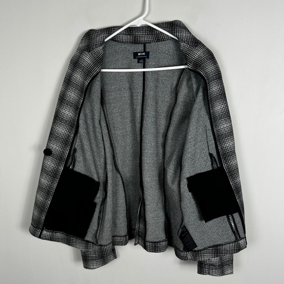 Anthropologie Maeve Collegiate Plaid Blazer Jacket Womens Size Large Grey Black - Picture 9 of 15